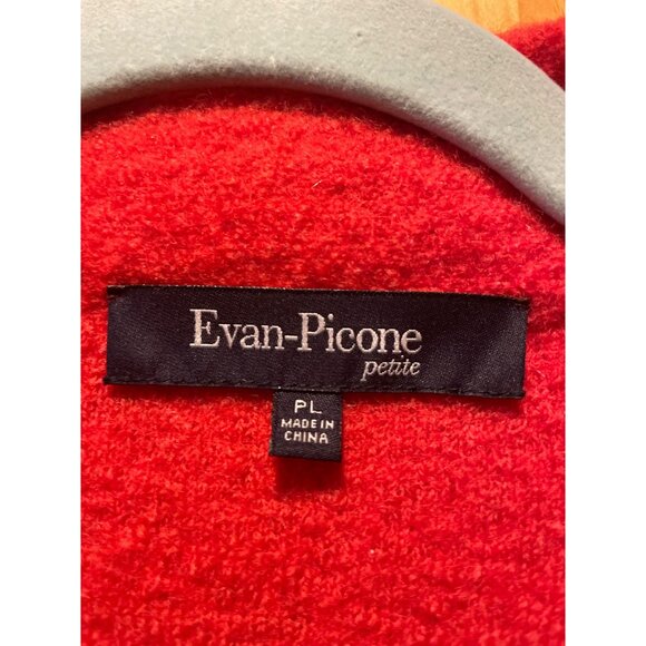 Evan-Picone Petite Red Wool Button-Down Jacket With Collar - Picture 2 of 5